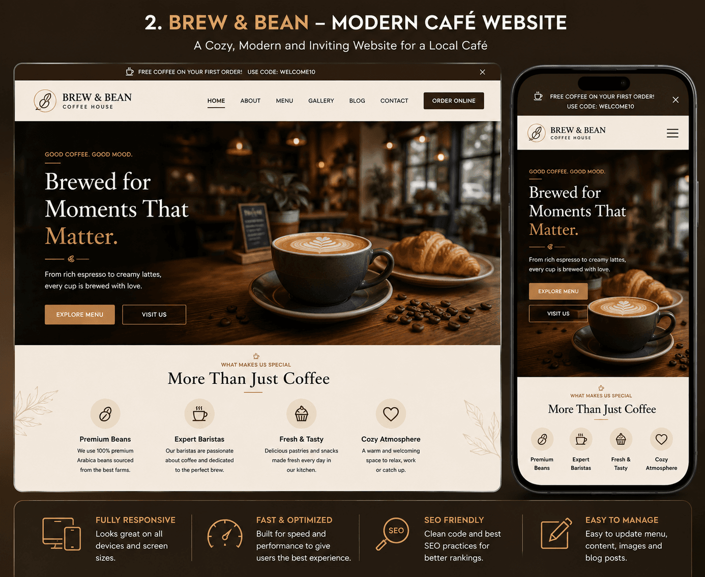 Brew & Bean website design