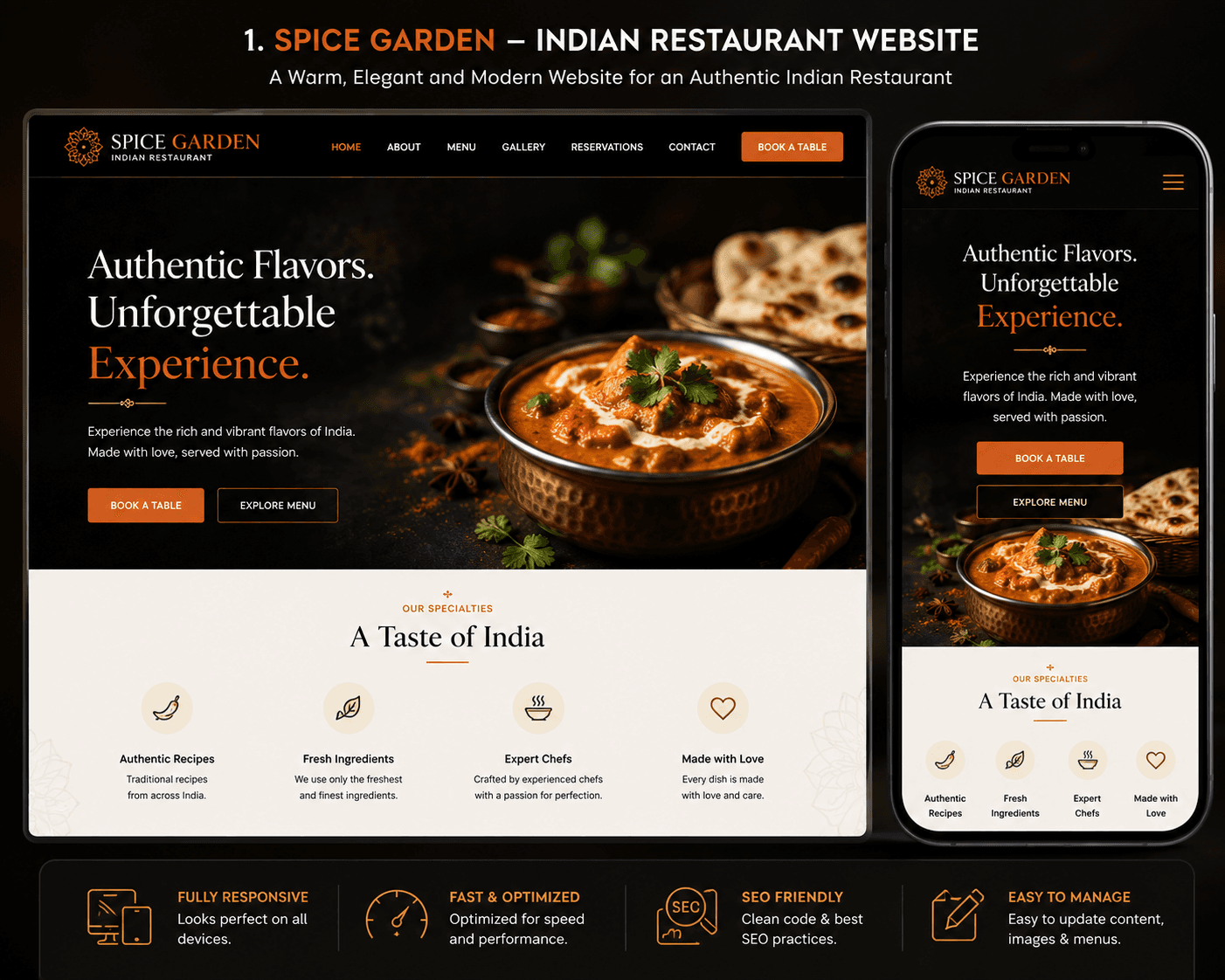 Spice Garden website design